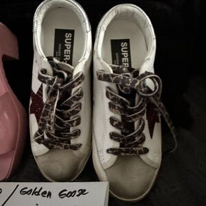 Golden Goose White and Silver Sneakers Classic Style